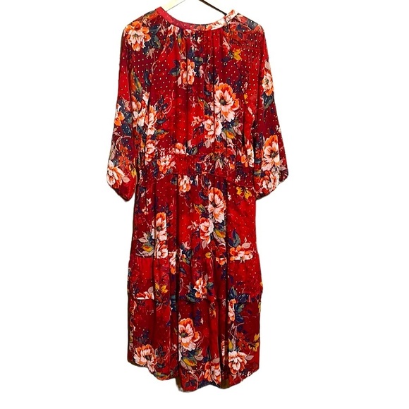 FIGUEROA & FLOWER Floral Print Red Midi Dress Size 2X NWT - Picture 6 of 16